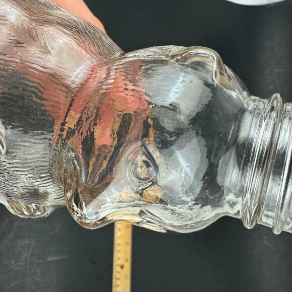 Vtg 1950s Clear Glass Bear Bank Snow Crest Beverages Salem Mass No Lid Top READ - Picture 11 of 13